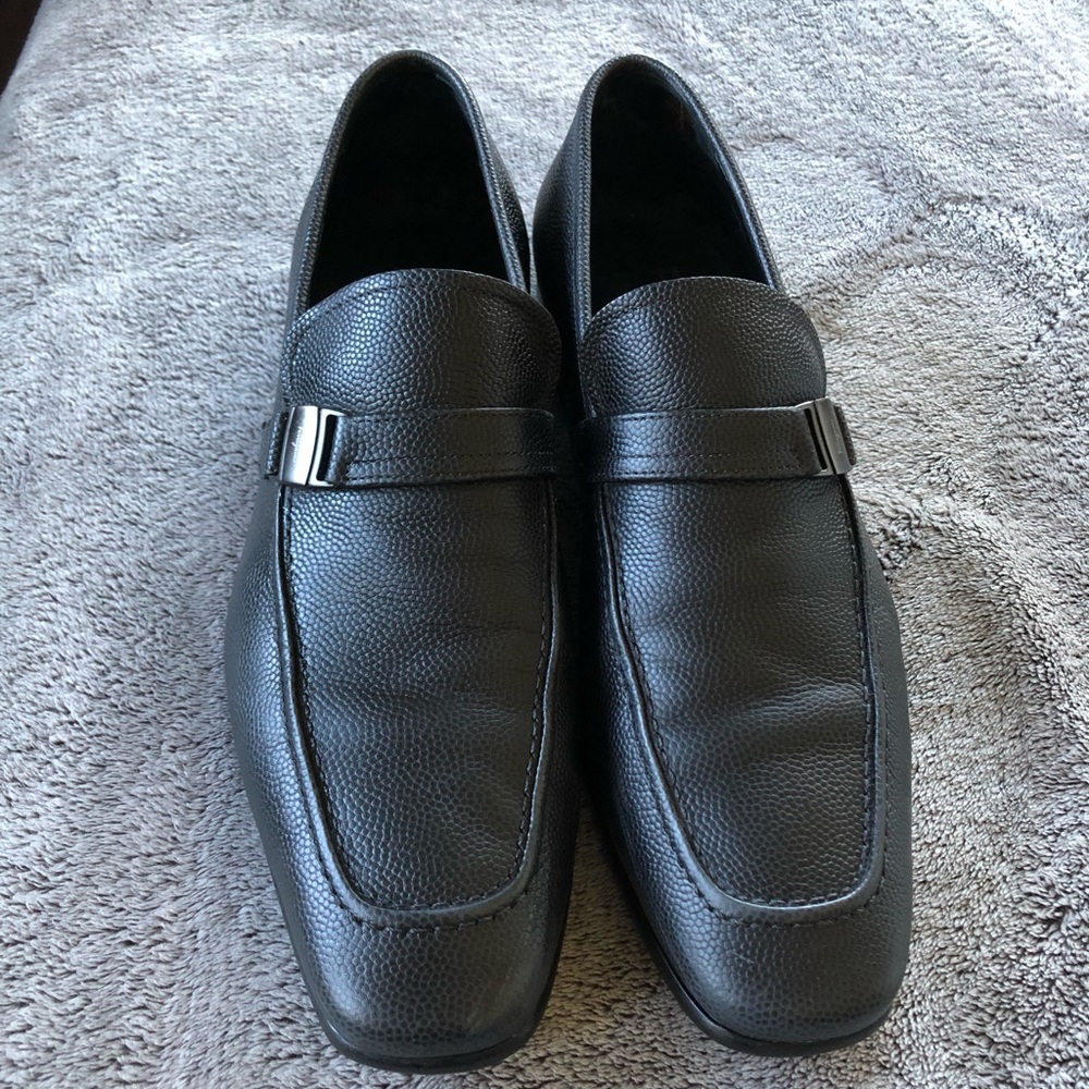 Ferragamo side buckle slip on shoes